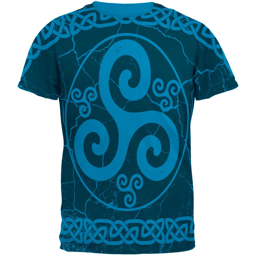 Celtic Triskelion Triskele Distressed Mens T Shirt Men's T-Shirts Old Glory SM Sapphire 