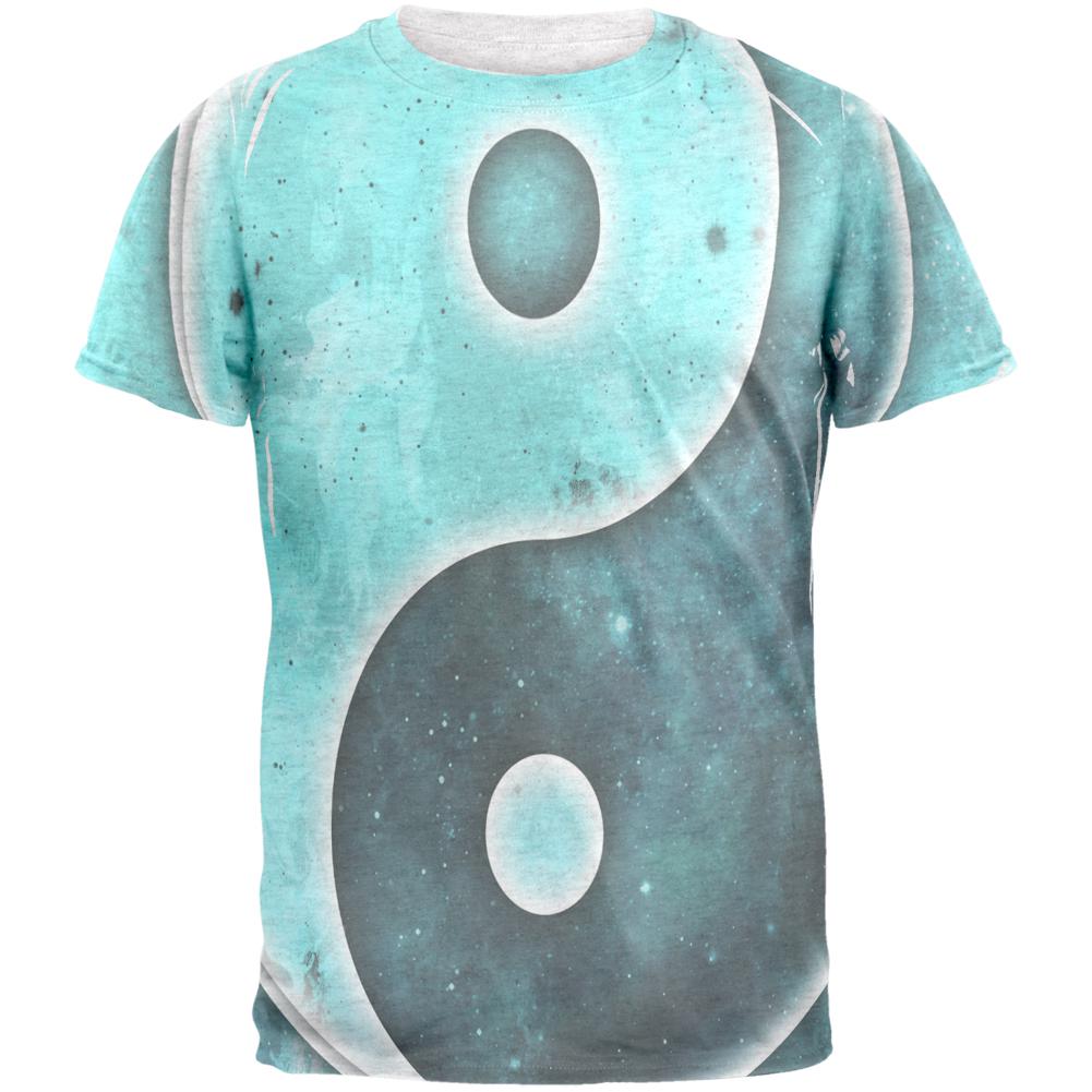 Galaxy Stars Yin Yang Distressed Mens T Shirt Men's T-Shirts Old Glory 2XL Heather White 