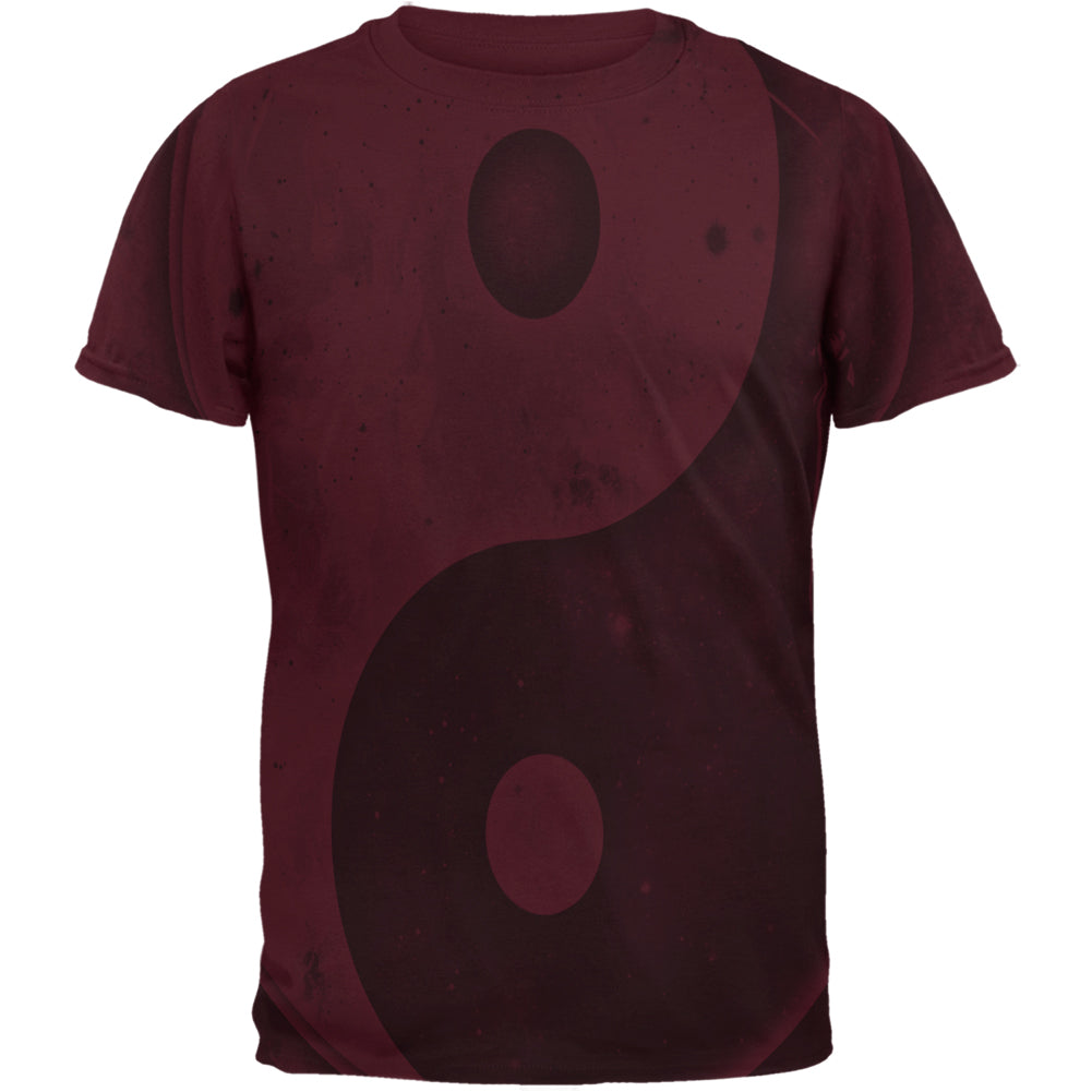 Galaxy Stars Yin Yang Distressed Mens T Shirt Men's T-Shirts Old Glory LG Maroon 