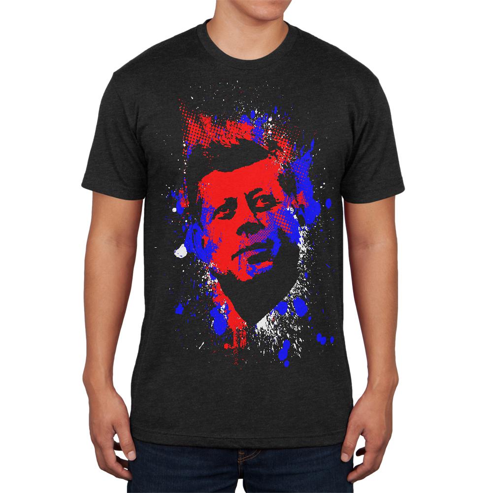 4th of July Patriotic President JFK Kennedy Silhouette Mens Soft T Shirt Men's T-Shirts Old Glory 2XL Vintage Black 