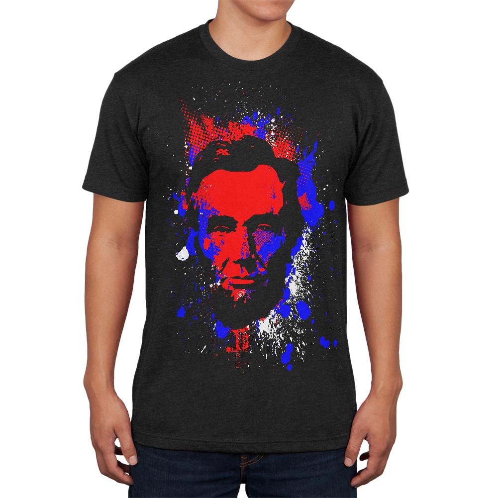 4th of July Patriotic President Lincoln Silhouette Mens Soft T Shirt Men's T-Shirts Old Glory 2XL Vintage Black 