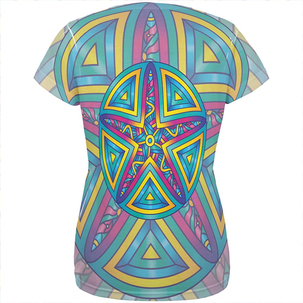 Mandala Trippy Stained Glass Starfish All Over Womens T Shirt Women's T-Shirts Old Glory   