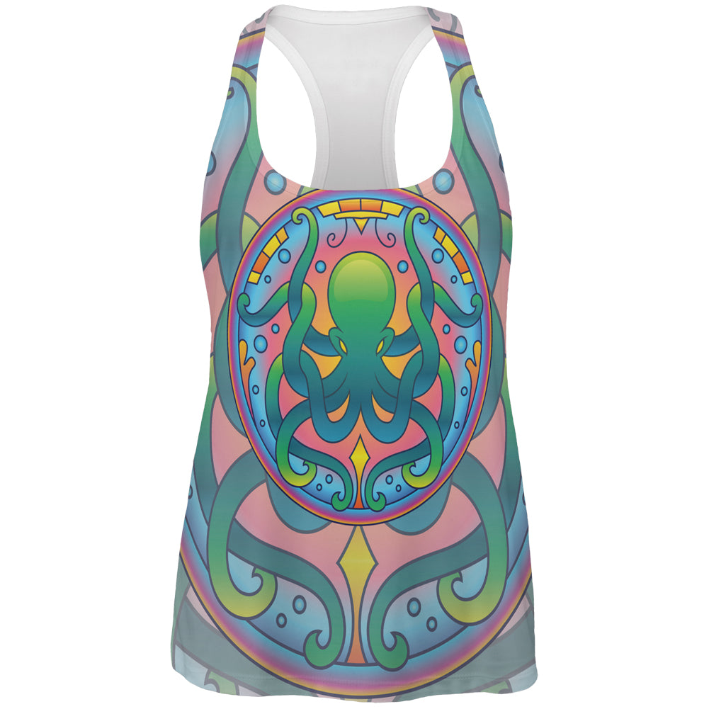 Mandala Trippy Stained Glass Octopus All Over Womens Work Out Tank Top Women's Tank Tops Old Glory 2XL Multi 