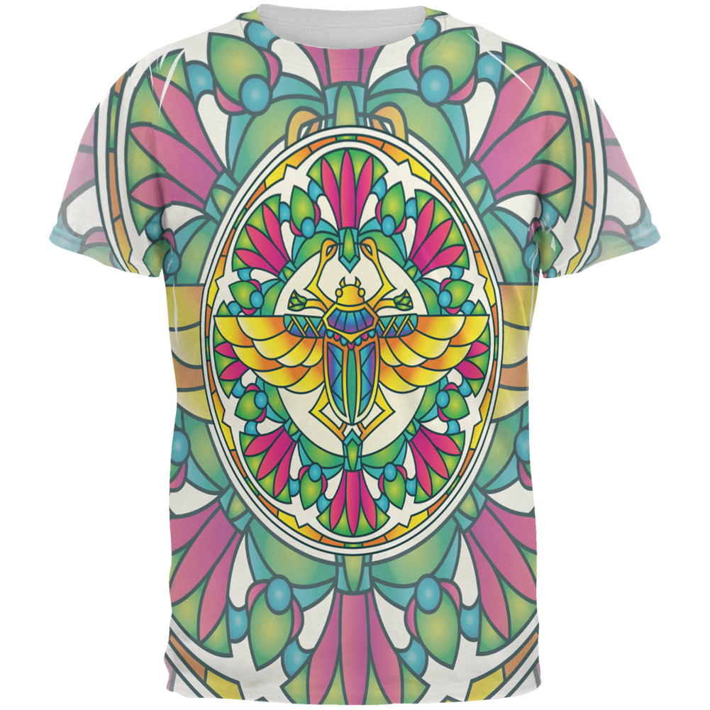 Mandala Trippy Stained Glass Scarab All Over Mens T Shirt Men's T-Shirts Old Glory 2XL Multi 