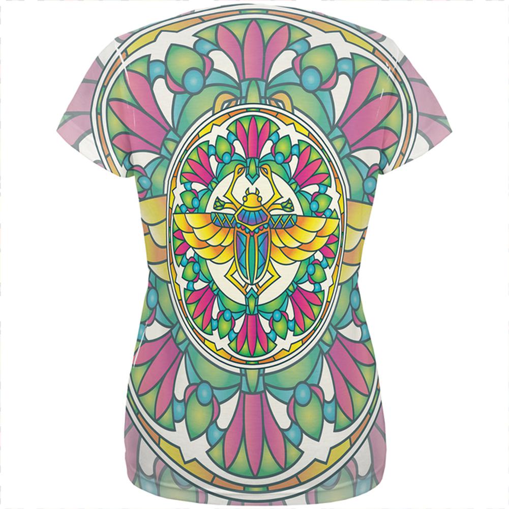 Mandala Trippy Stained Glass Scarab All Over Womens T Shirt Women's T-Shirts Old Glory   