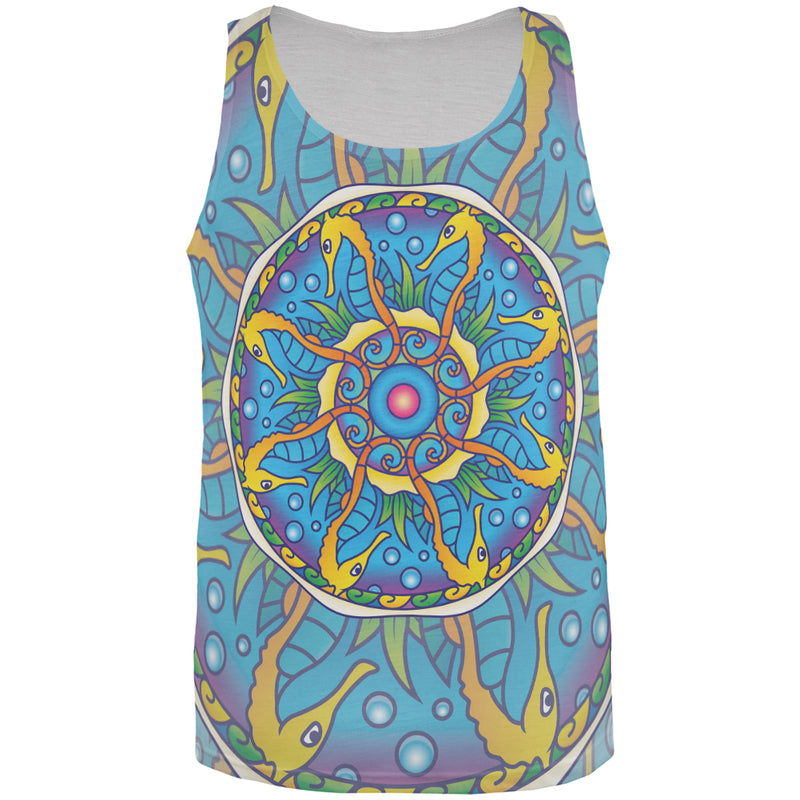 Mandala Trippy Stained Glass Seahorse All Over Mens Tank Top Men's Tank Tops Old Glory 2XL Multi 