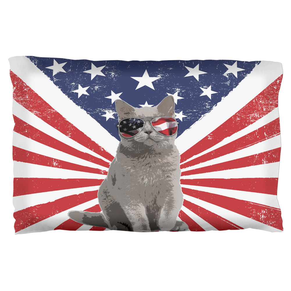 4th Of July Meowica America Patriot Cat Pillowcase Pillowcases 4th of July OS  