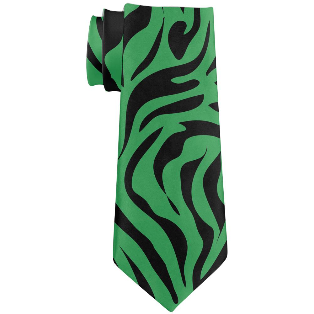 Green Zebra Stripes All Over Neck Tie Ties Old Glory OS Multi 