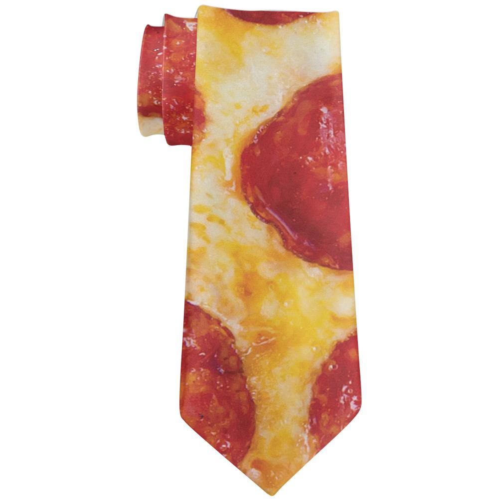 Pepperoni Cheese Pizza All Over Neck Tie Ties Old Glory OS Multi 