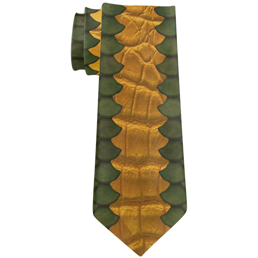 Green Dragon Scale Costume All Over Neck Tie Old Glory