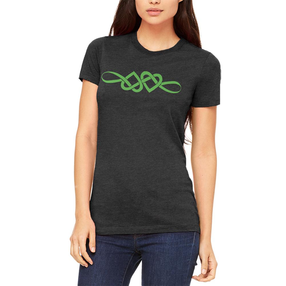 Irish Celtic Infinite Love Knot Juniors Soft T Shirt Juniors T-Shirts Old Glory SM Heather Black 