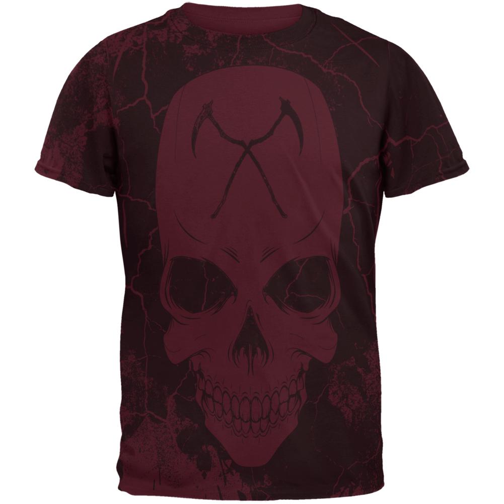 Grim Reaper Skull Distressed Mens T Shirt Men's T-Shirts Old Glory 2XL Red 