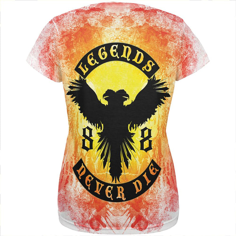 Legends Never Die Phoenix Fire Birthday All Over Womens T Shirt Women's T-Shirts Old Glory   