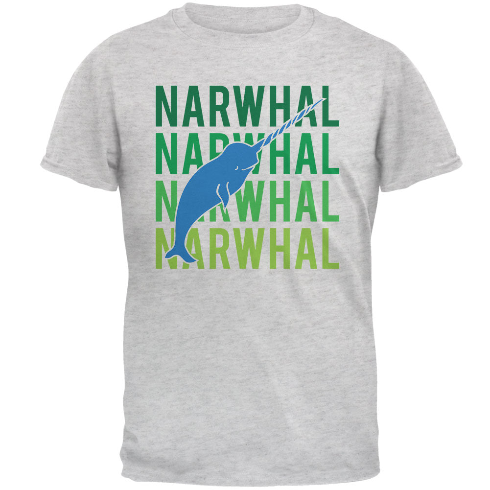 Narwhal Stacked Repeat Mens T Shirt Men's T-Shirts Old Glory 3XL Light Heather Grey 