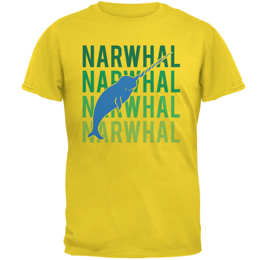 Narwhal Stacked Repeat Mens T Shirt Men's T-Shirts Old Glory 2XL Yellow 