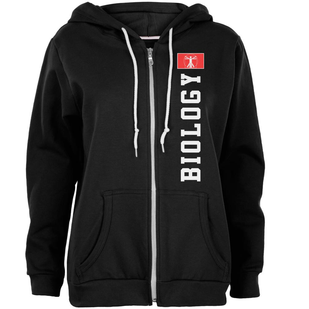 Women's Biology Major Zip-Front Hoodie Women's Hoodies Old Glory SM Black 