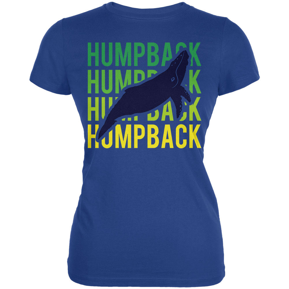 Humpback Whale Stacked Repeat Juniors Soft T Shirt Juniors T-Shirts Old Glory 2XL Royal 