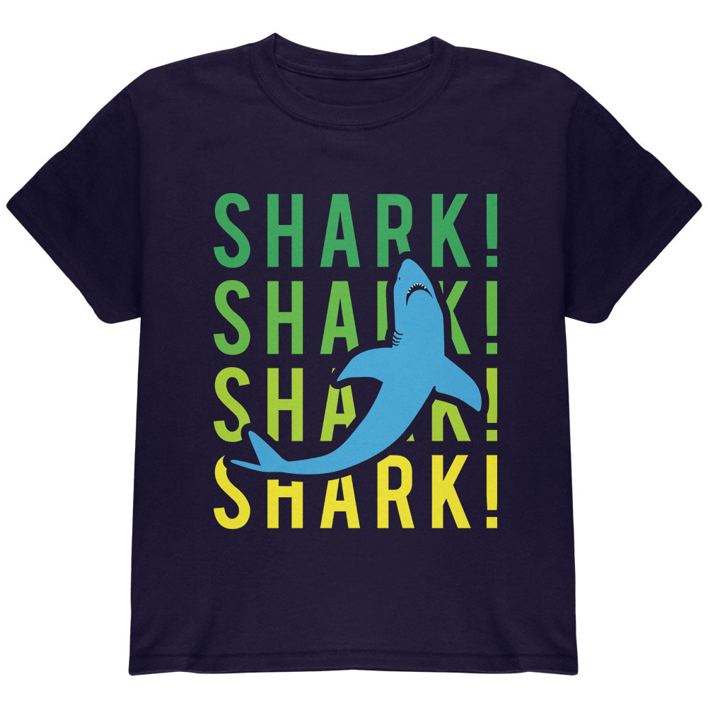 Shark Stacked Repeat Youth T Shirt Youth T-Shirts Old Glory YLG Navy 