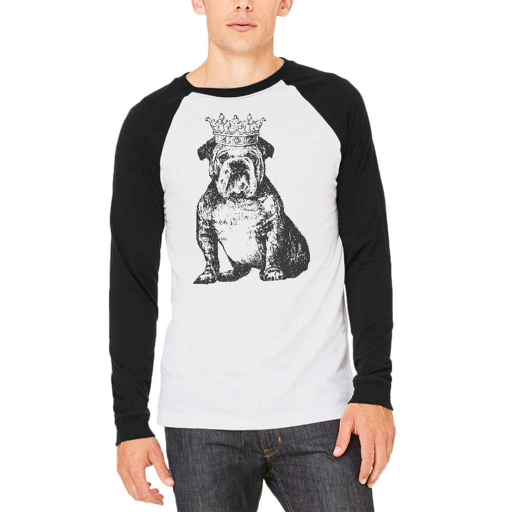 Bulldog Crown Mens Long Sleeve Raglan T Shirt Men's Raglans Old Glory 2XL White-Black 