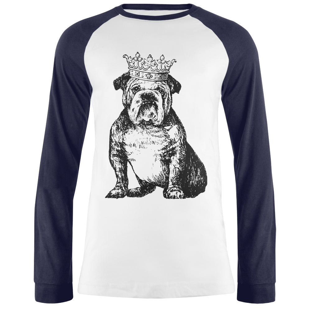 Bulldog Crown Mens Long Sleeve Raglan T Shirt Men's Raglans Old Glory 2XL White-Navy 