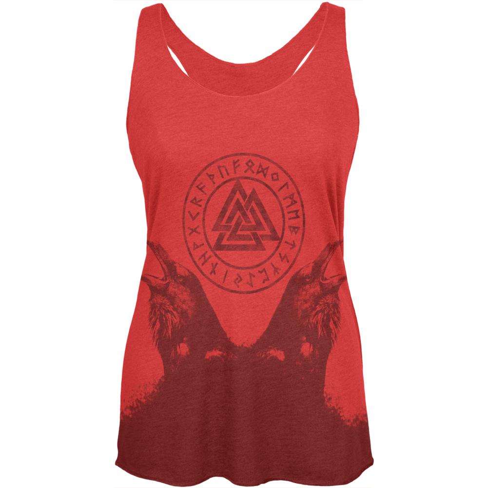 Huginn and Muninn Odin's Ravens Womens Soft Racerback Tank Top Women's Tank Tops Old Glory LG Vintage Red 