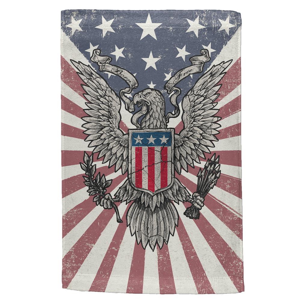 4th of July Born Free Distressed American Eagle All Over Hand Towel Hand Towel Old Glory OS Multi 