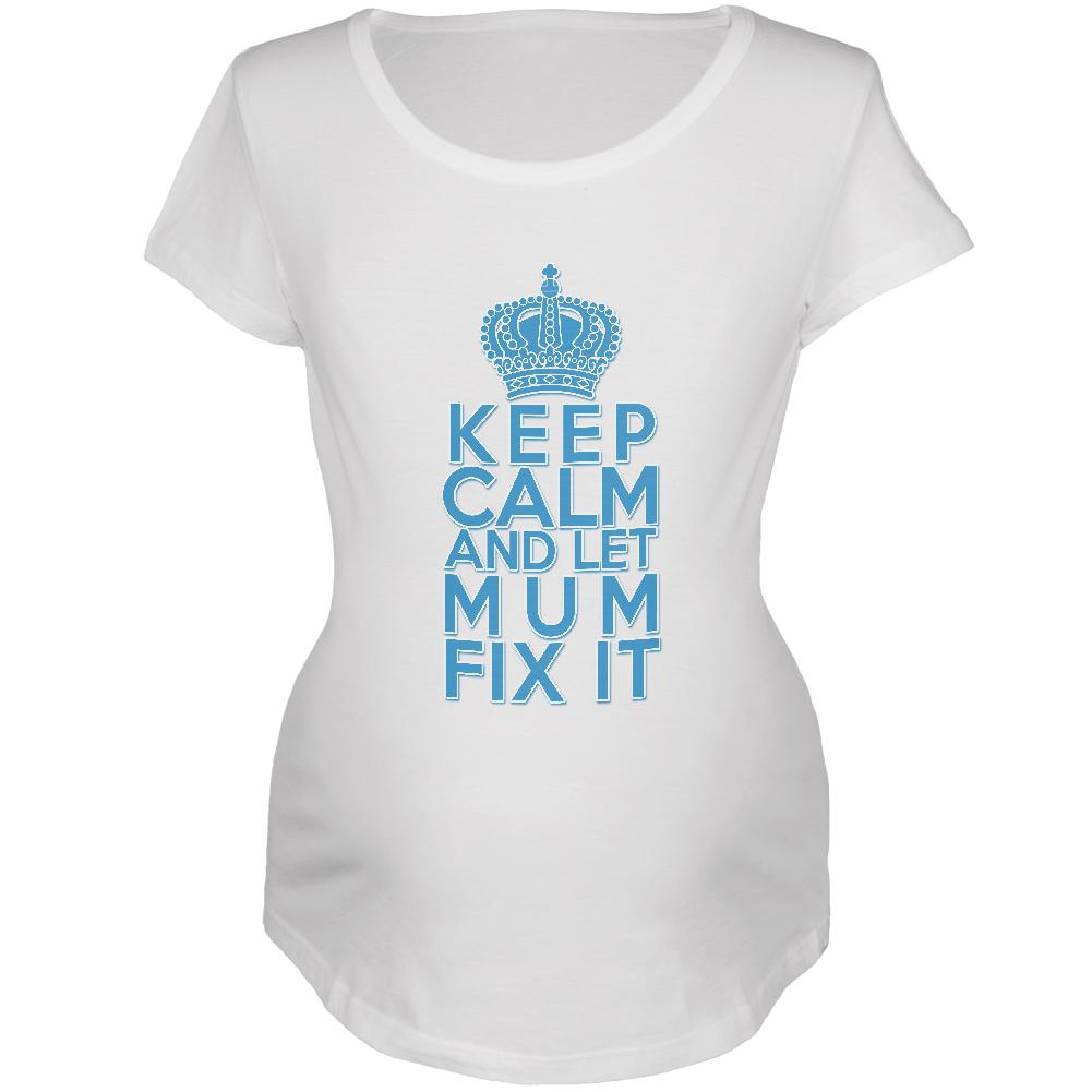 Keep Calm Let Mum Mom Fix It Maternity Soft T Shirt Maternity T-Shirts Old Glory 2XL White 