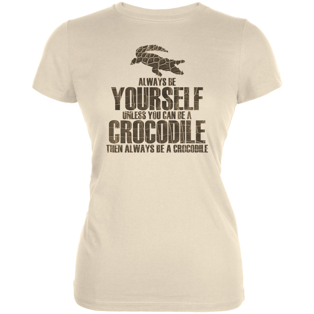 Always Be Yourself Crocodile Juniors Soft T Shirt Juniors T-Shirts Old Glory LG White 