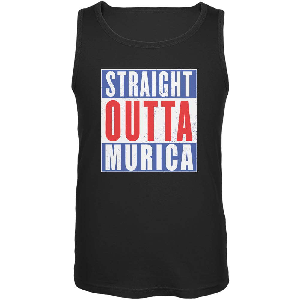 July 4th Straight Outta Murica America Funny Mens Tank Top Men's Tank Tops Old Glory 3XL Black 