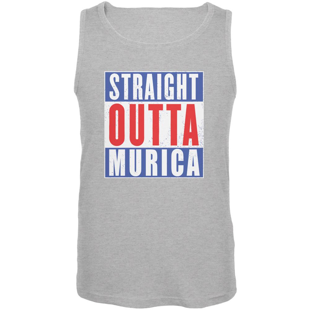 July 4th Straight Outta Murica America Funny Mens Tank Top Men's Tank Tops Old Glory 2XL Grey 