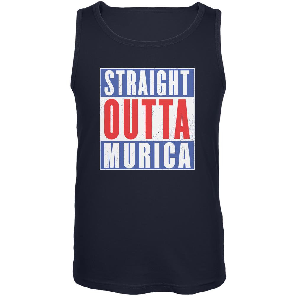 July 4th Straight Outta Murica America Funny Mens Tank Top Men's Tank Tops Old Glory 2XL Navy 