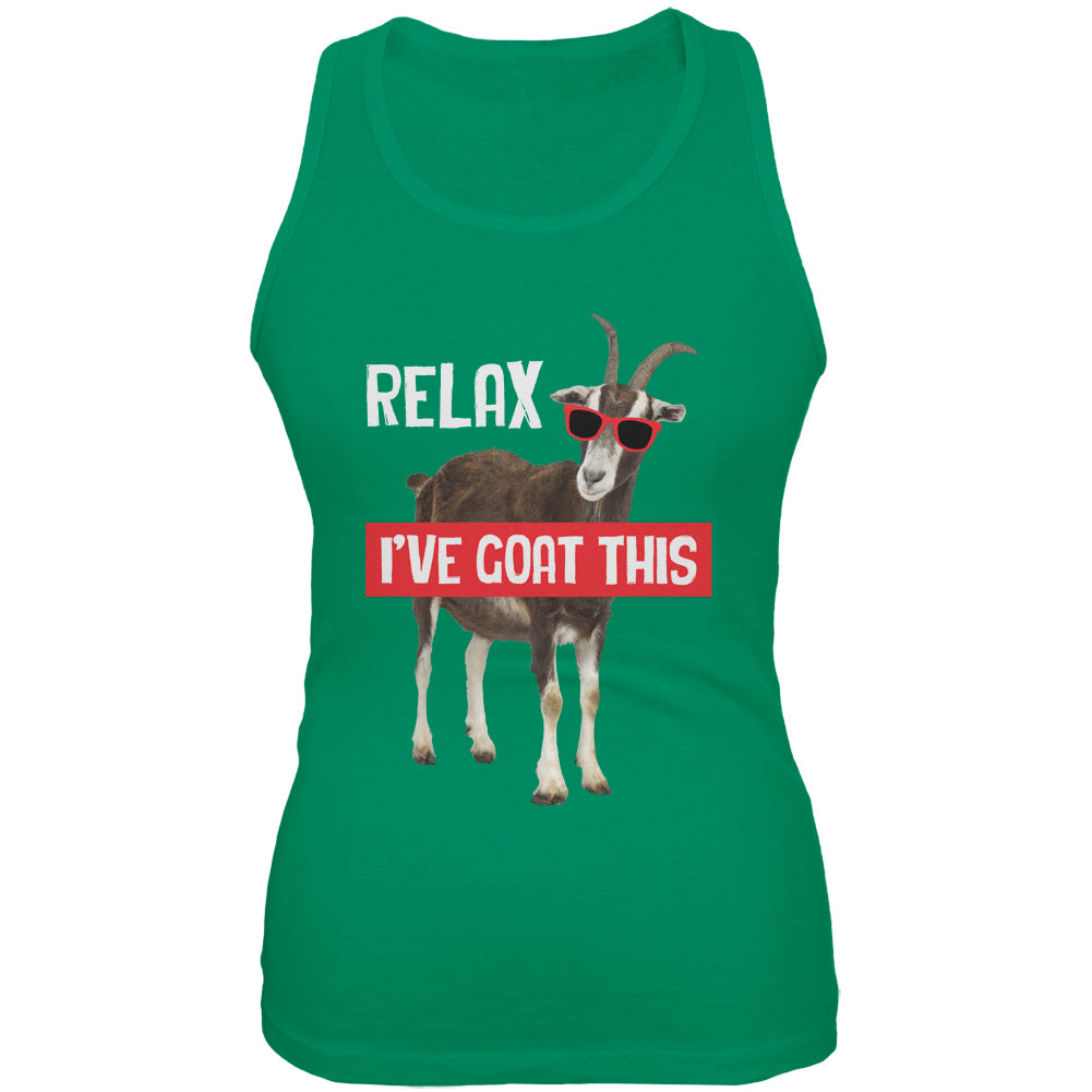 Relax I've Goat Got This Funny Juniors Soft Tank Top Juniors Tank Tops Old Glory 2XL Kelly Green 