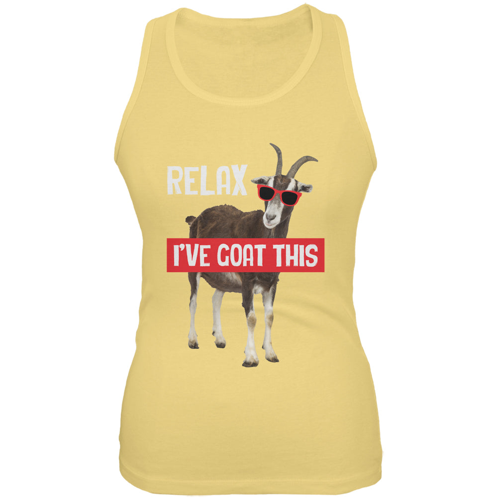 Relax I've Goat Got This Funny Juniors Soft Tank Top Juniors Tank Tops Old Glory 2XL Yellow 