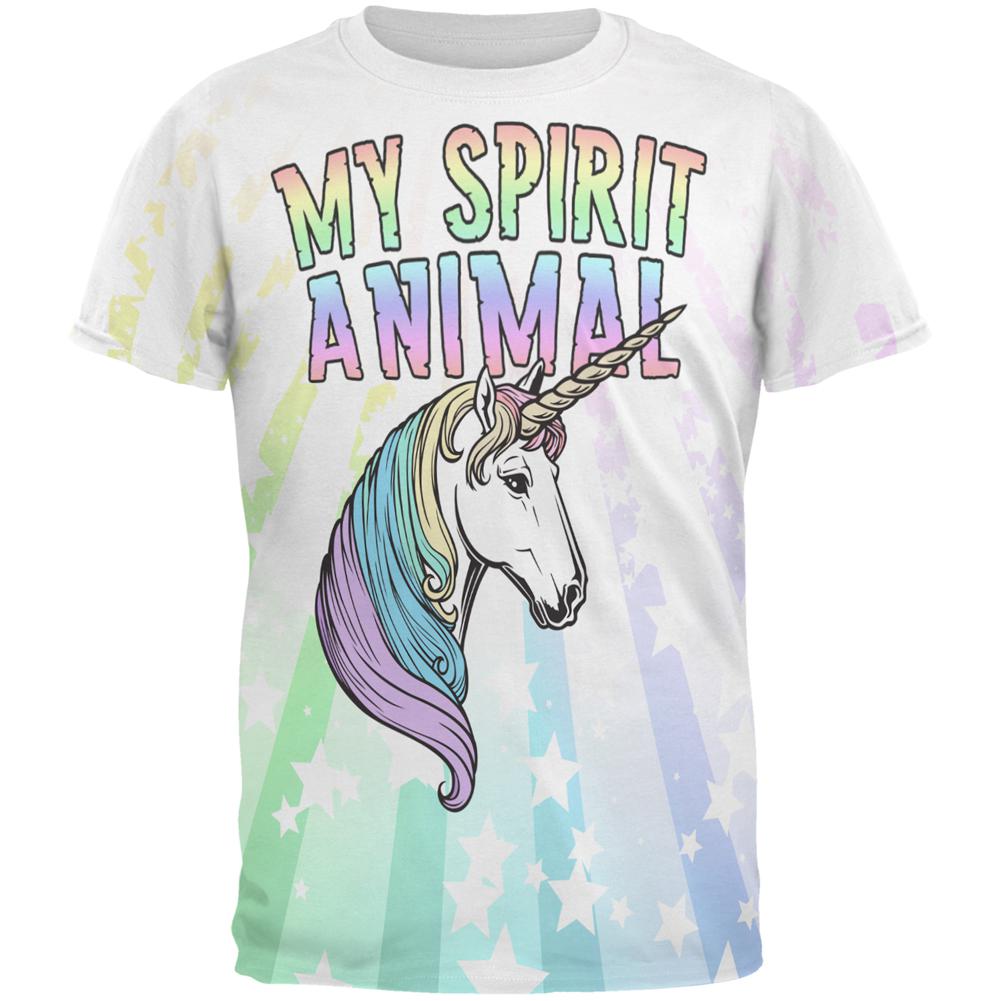 My Spirit Animal Unicorn Pastel Rainbow All Over Mens T Shirt Men's T-Shirts Old Glory 2XL Multi 