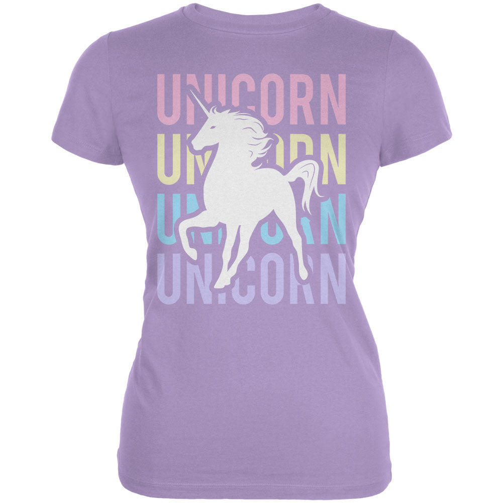 Unicorn Stacked Repeat Juniors Soft T Shirt Juniors T-Shirts Old Glory LG Lavender 