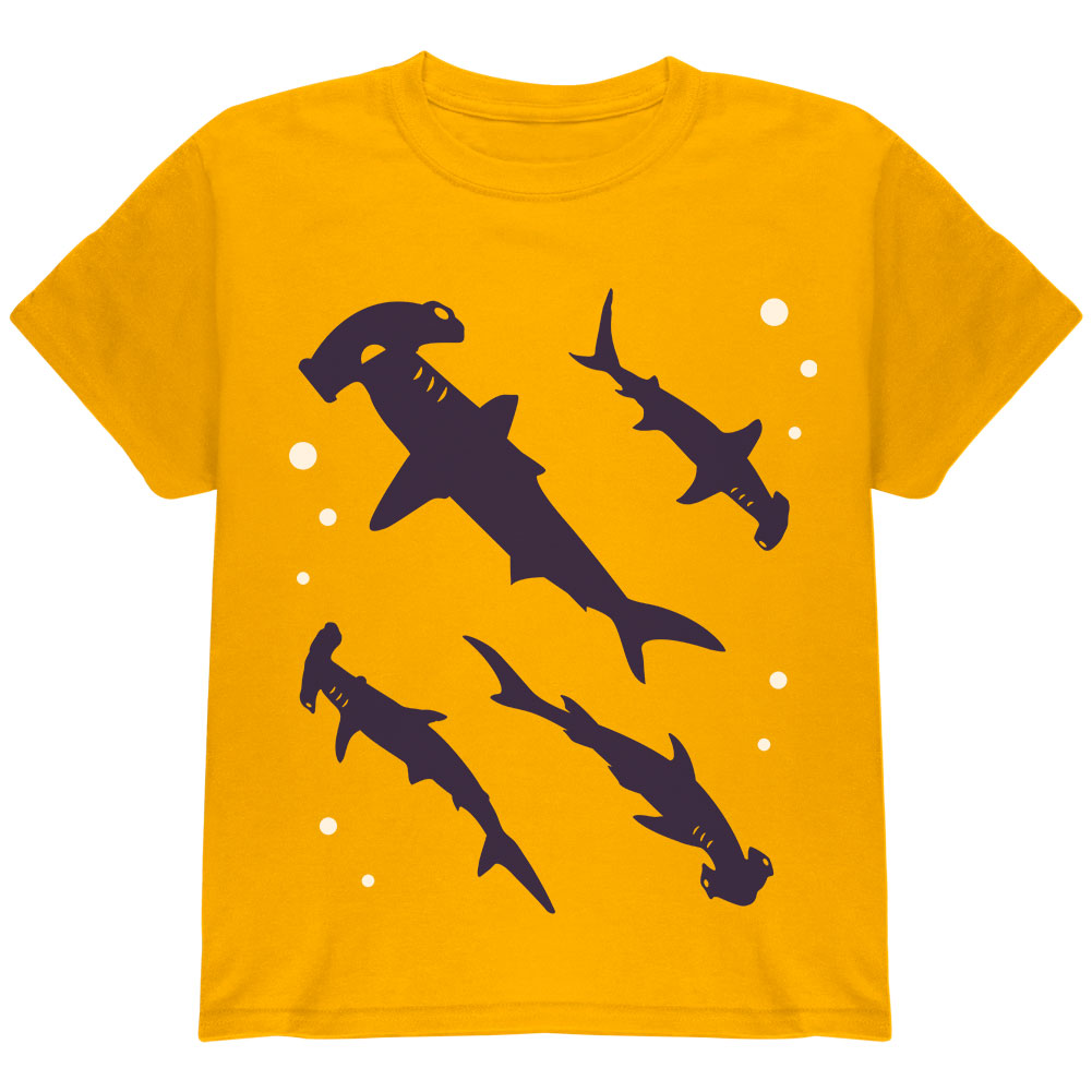 Hammerhead Shark Sharks School Youth T Shirt Youth T-Shirts Old Glory YLG Gold 