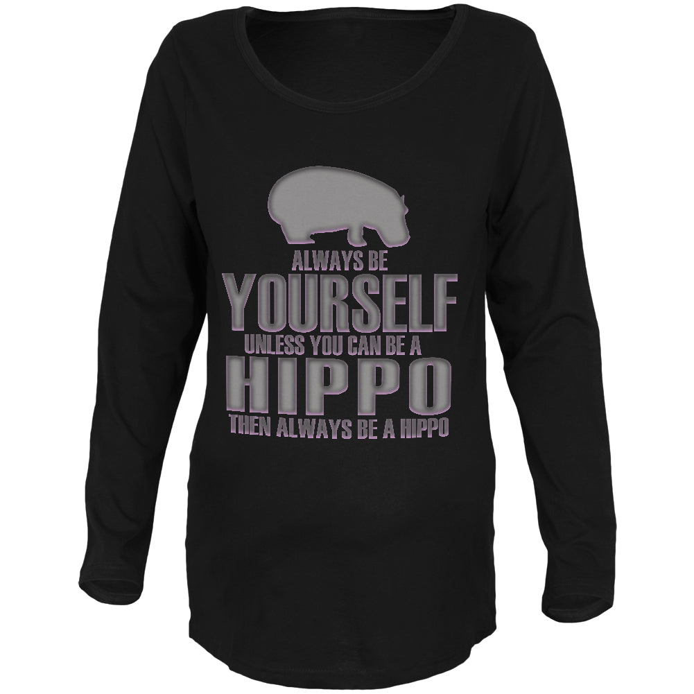 Always Be Yourself Hippo Maternity Soft Long Sleeve T Shirt Maternity Long Sleeve T-Shirts Old Glory 2XL Black 