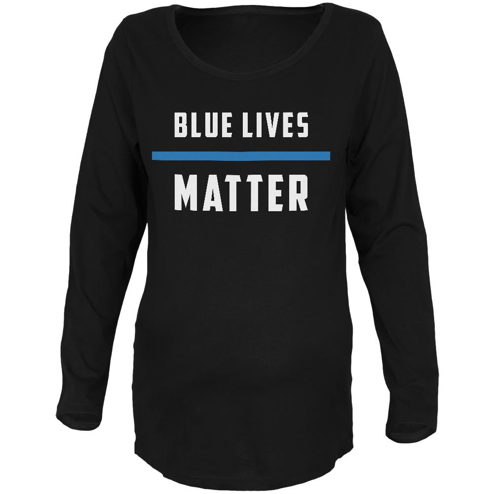 Blue Lives Matter Thin Line Maternity Soft Long Sleeve T Shirt Maternity Long Sleeve T-Shirts Old Glory SM Black 