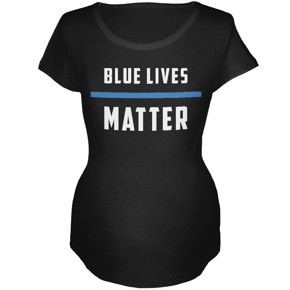 Blue Lives Matter Thin Line Maternity Soft T Shirt Maternity T-Shirts Old Glory SM Black 