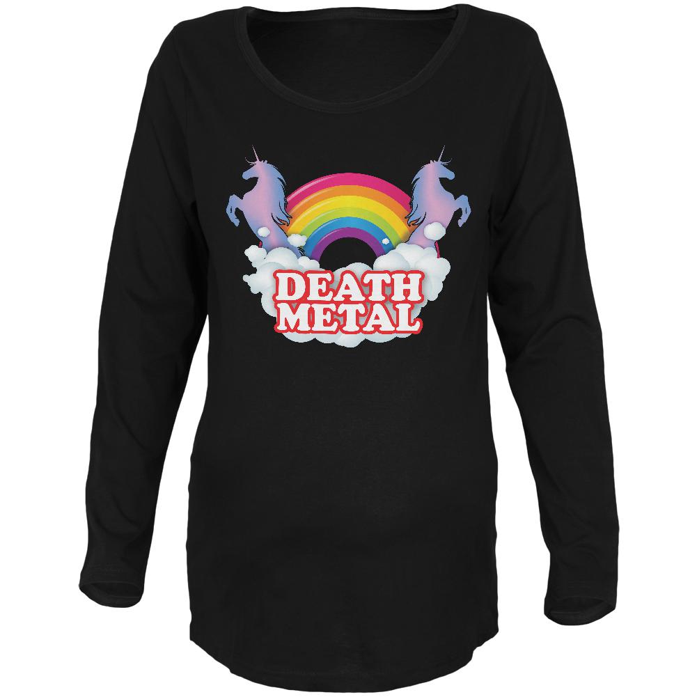 Death Metal Rainbow Unicorns Maternity Soft Long Sleeve T Shirt Maternity Long Sleeve T-Shirts Old Glory 2XL Black 