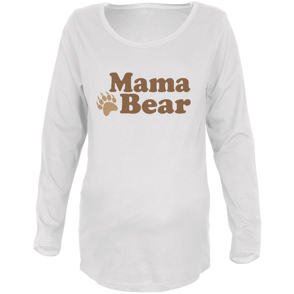 Mother's Day Mama Bear Maternity Soft Long Sleeve T Shirt Maternity Long Sleeve T-Shirts Old Glory 2XL White 