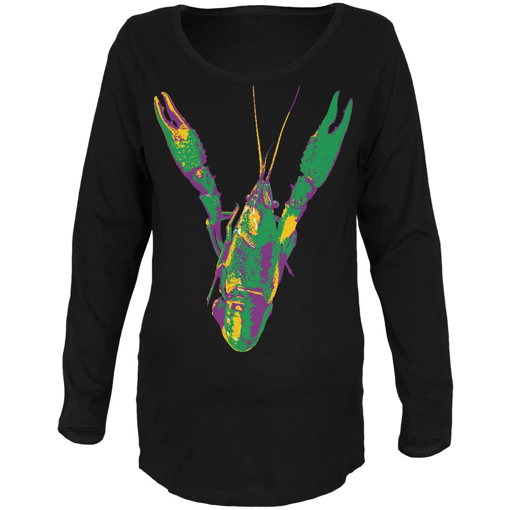 Mardi Gras Crawfish Maternity Soft Long Sleeve T Shirt Maternity Long Sleeve T-Shirts Old Glory 2XL Black 