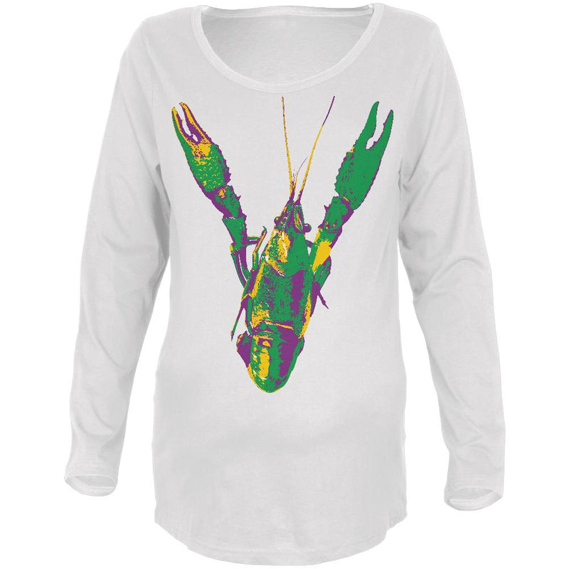 Mardi Gras Crawfish Maternity Soft Long Sleeve T Shirt Maternity Long Sleeve T-Shirts Old Glory 2XL White 