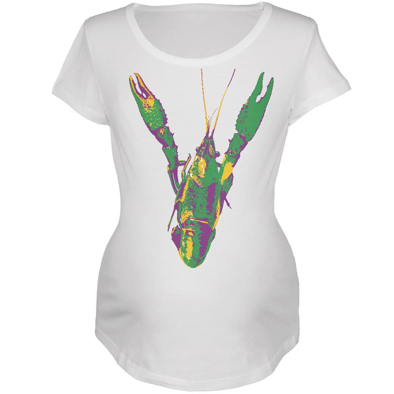 Mardi Gras Crawfish Maternity Soft T Shirt Maternity T-Shirts Old Glory 2XL White 