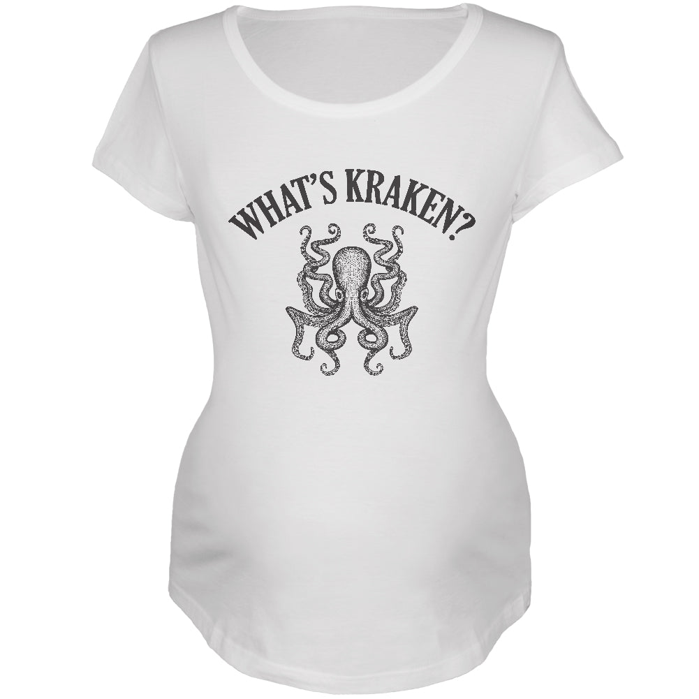 What's Kraken Cracking Funny Pun Maternity Soft T Shirt Maternity T-Shirts Old Glory 2XL White 