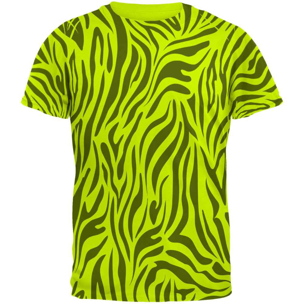 Zebra Pattern Blacklight Mens T Shirt Men's T-Shirts Old Glory SM Green 