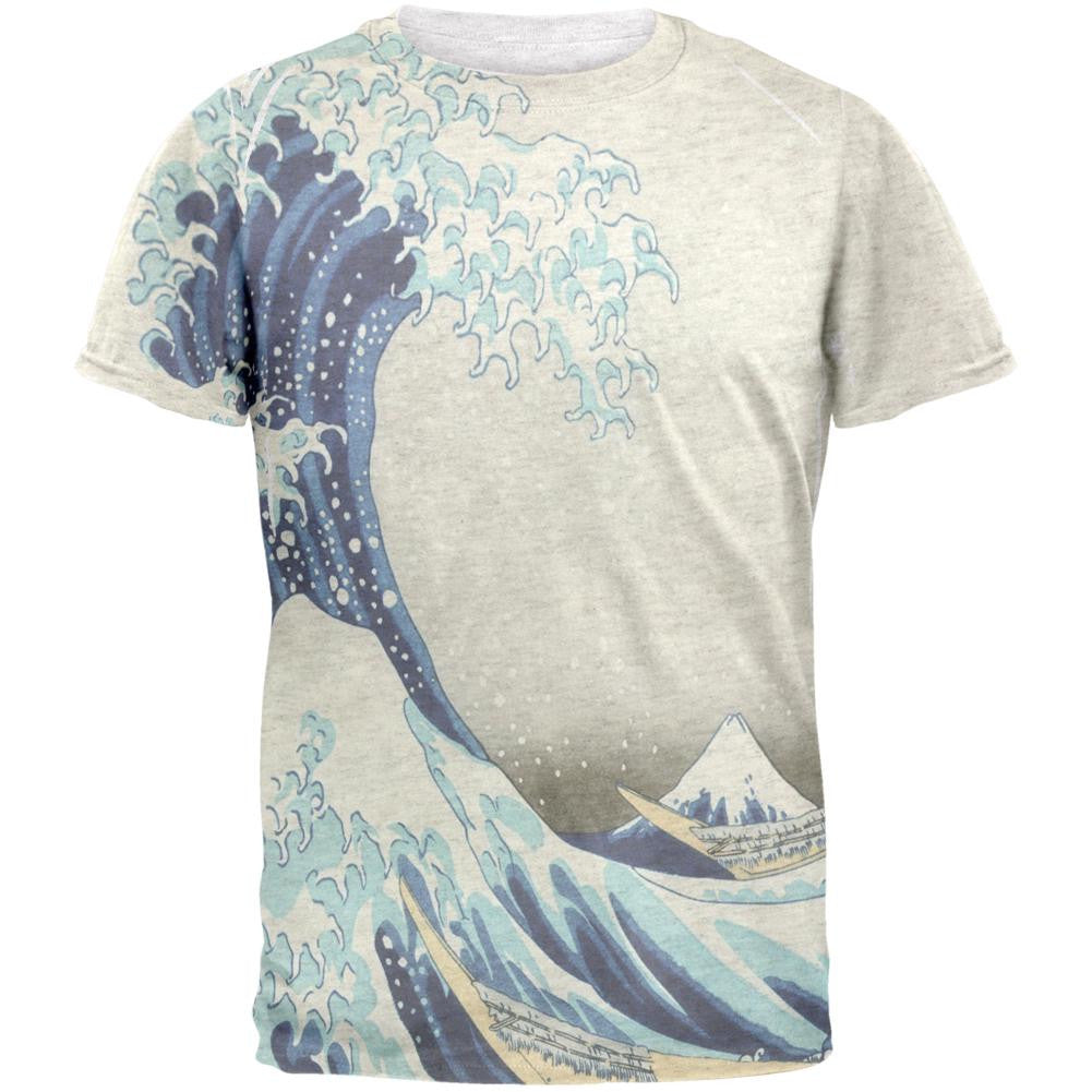 Great Wave Tsunami Japanese Painting Mens T Shirt Men's T-Shirts Old Glory 2XL White 
