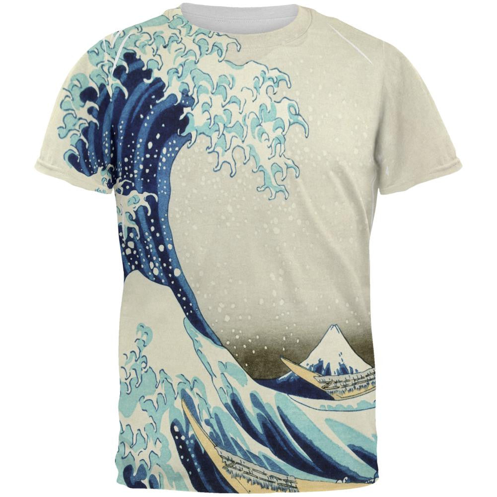 Great Wave Tsunami Japanese Painting All Over Mens T Shirt Men's T-Shirts Old Glory 2XL Multi 