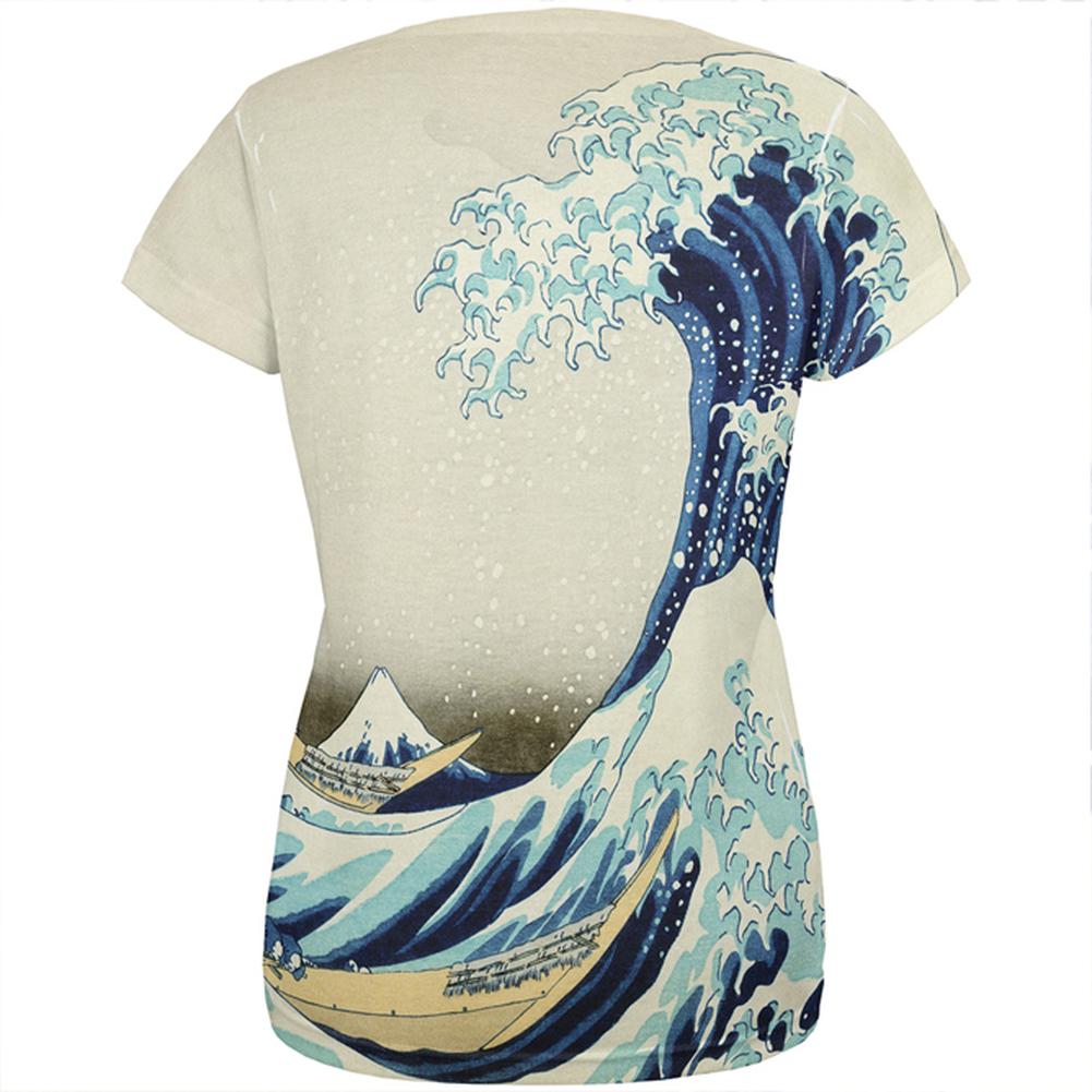 Great Wave Tsunami Japanese Painting All Over Womens T Shirt Women's T-Shirts Old Glory   