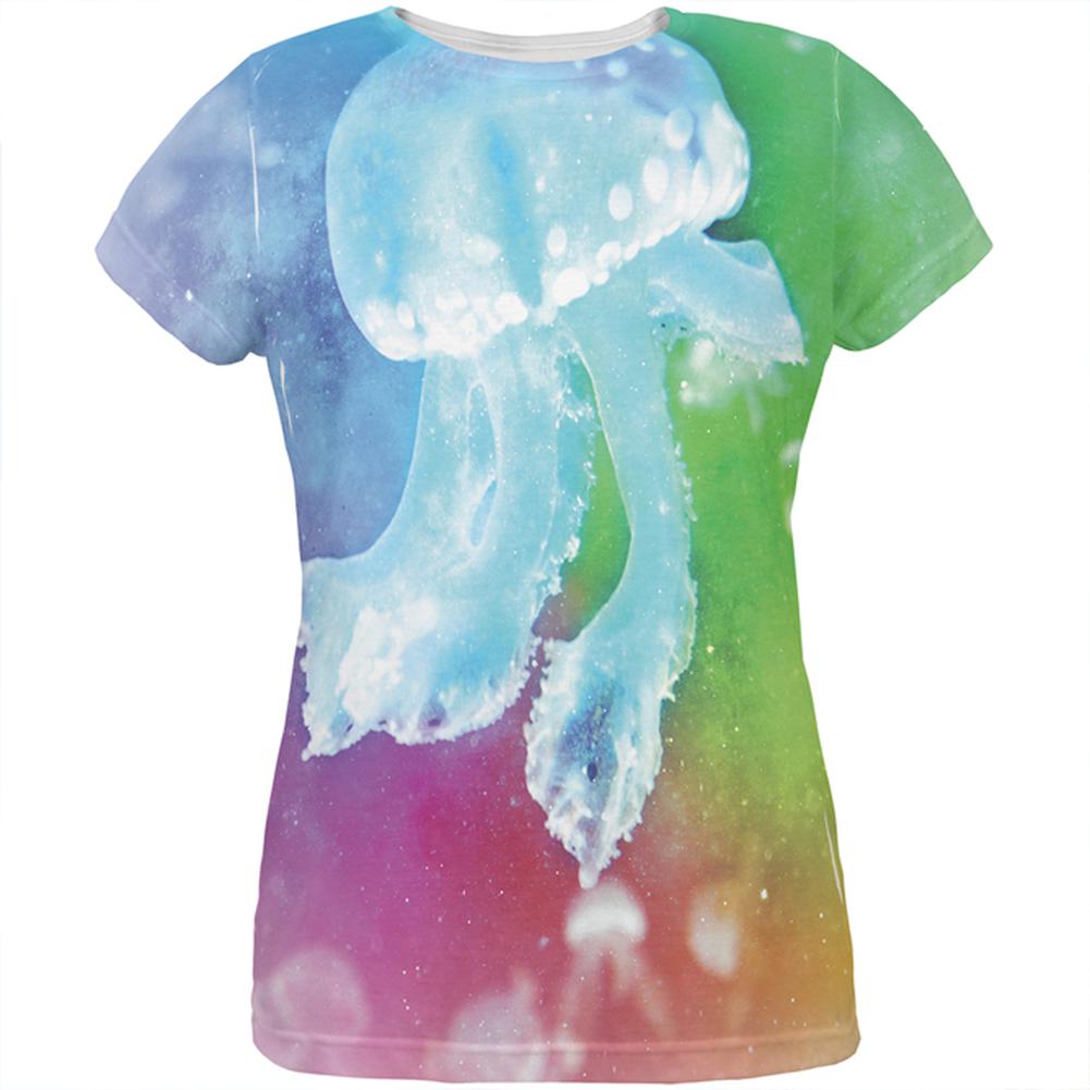 Squishy Baby Jellyfish Rainbow All Over Womens T Shirt Women's T-Shirts Old Glory 2XL Multi 